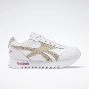 Reebok Classic Jogger White Gold Leopard Girls Size 6.5